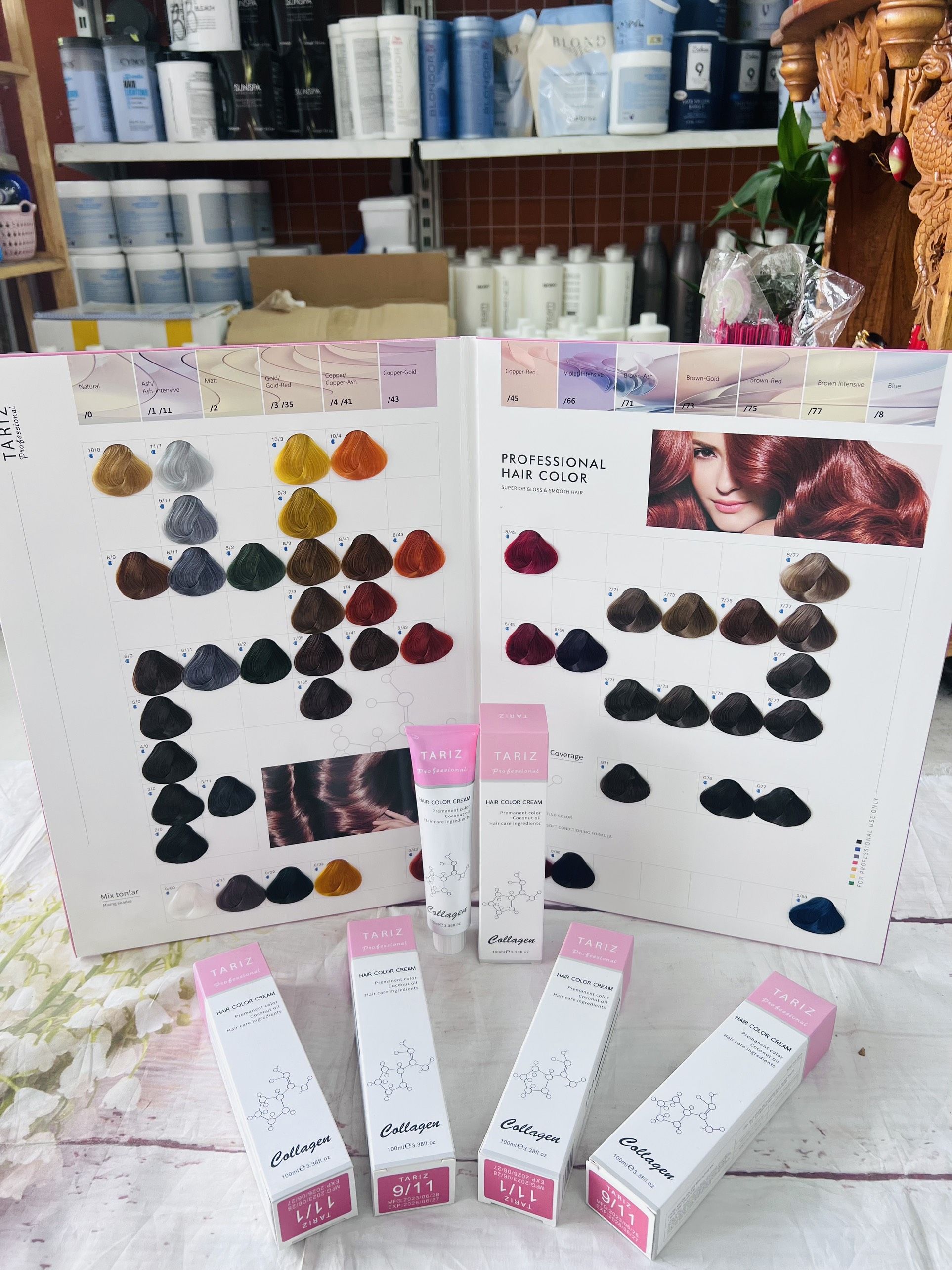 kem nhuộm tóc phủ bậc cân bằng Tariz 100ml ( giá sỉ cho thợ tóc , không sử dụng tại nhà, không kèm oxy, 50 tuýp KM bảng màu )