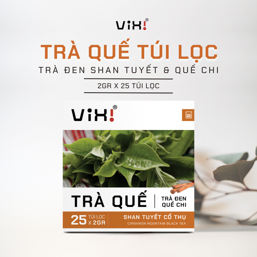 Vixi - Trà quế shan tuyết cổ thụ, quế chi - Túi lọc 2gr x 25 - 50gr/hộp