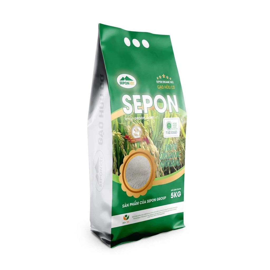Gạo hữu cơ / gạo organic / gạo sạch sepon - giống st25, 5kg/túi