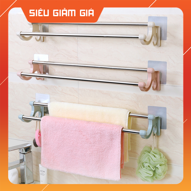 giá treo khăn nhà tắm 2 tầng không cần khoan-giá treo khăn mặt hút chân không-gia treo khan nha tam-ke nha tam-ke vat khan