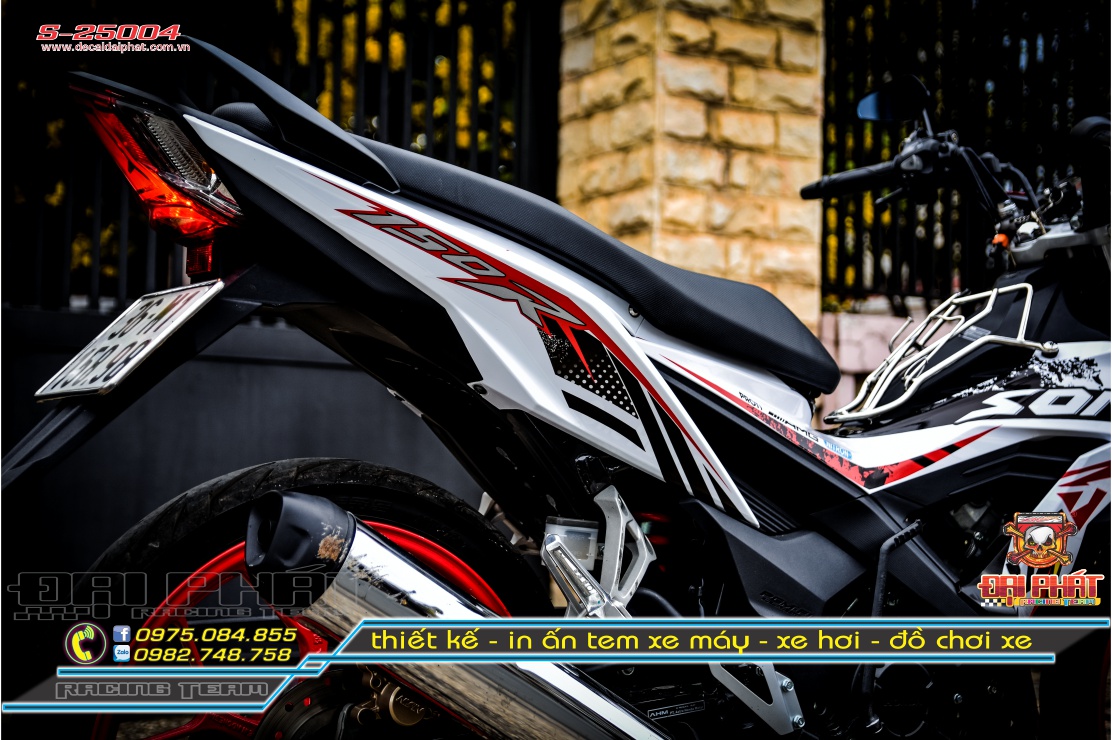 Tem Xe Sonic 150 Trắng Đỏ Đen