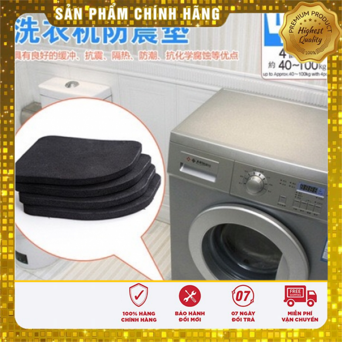 [COMBO 4] Miếng Lót Chân Cao Su Cho Sàn Máy Giặt Đồ Nội Thất Chống Rung Co Giãn