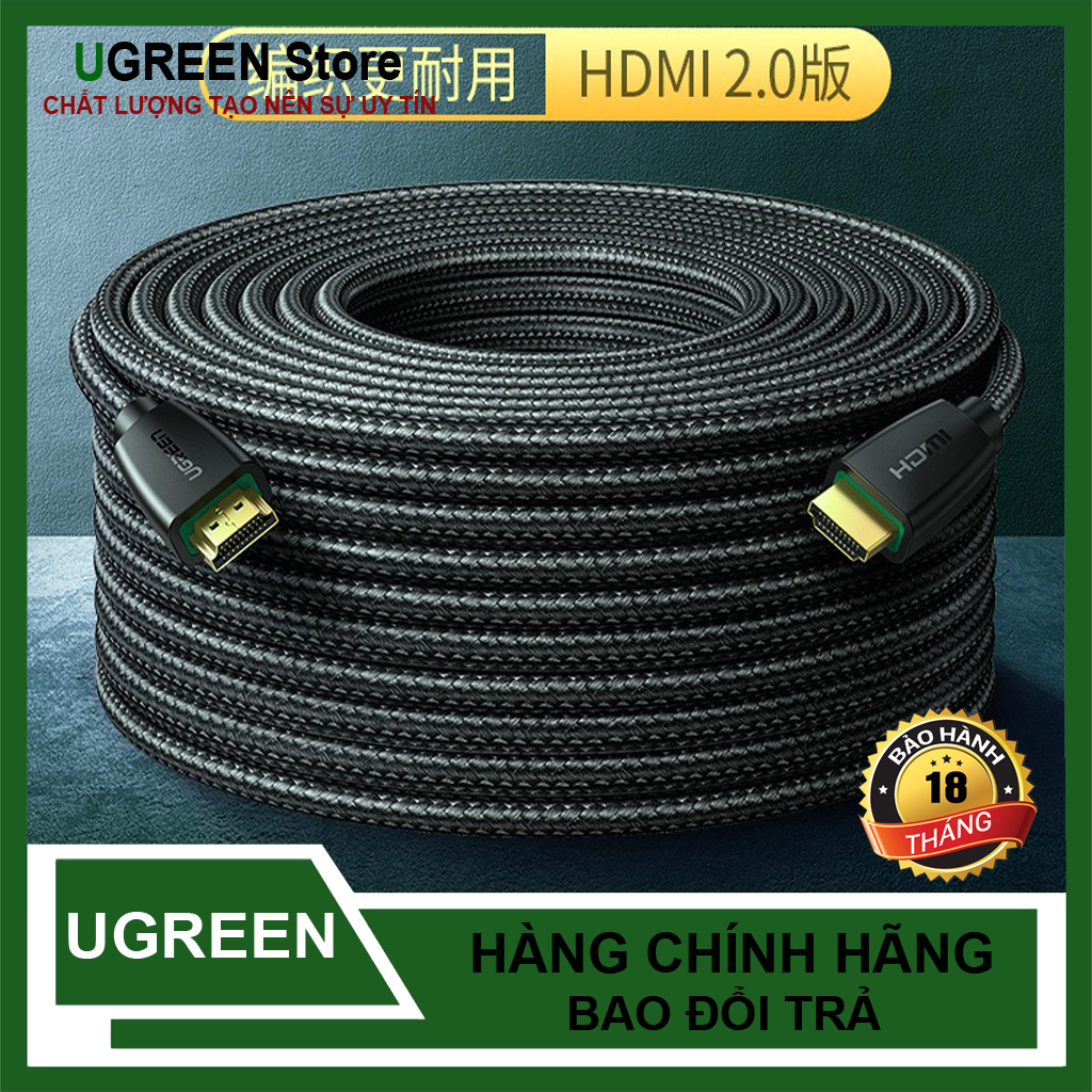 Cáp hdmi 2.0 ugreen hd118 dây bọc dù phân giải 4k dài 1m - 20m -bảo hành chính hãng 18 tháng