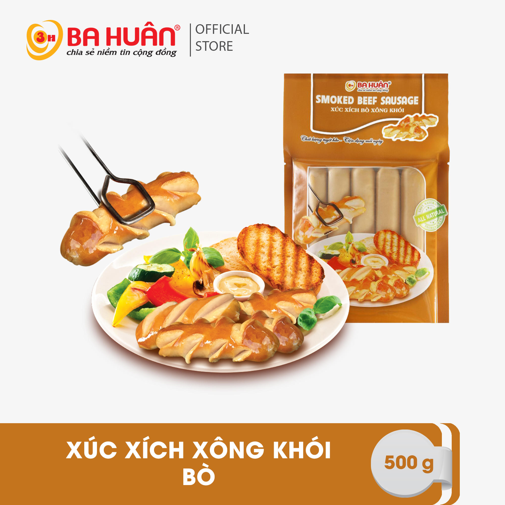[Giao nhanh 2h] Xúc xích xông khói bò-Gói 500 g-Ba Huân-Chỉ Giao Hàng Quận 6, Bình tân, Tân Phú