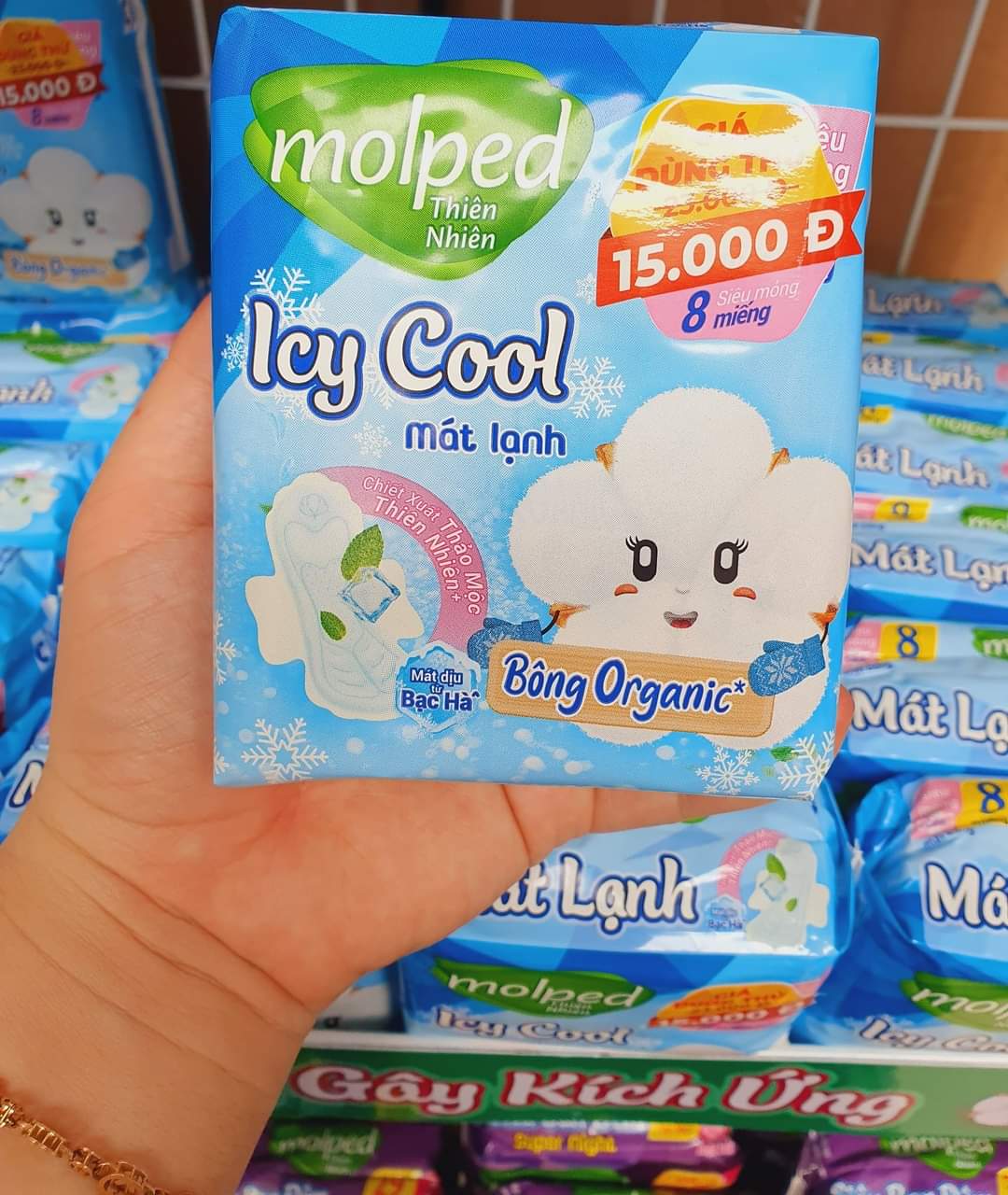 Lốc 8 gói băng vệ sinh molped bông oganic ban ngày và đêm