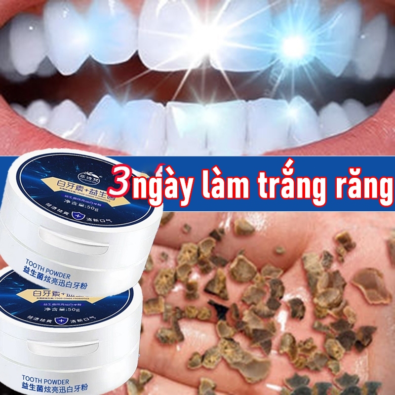 Bột đánh răng làm sạch răng men vi sinh làm trắng răng vàng làm sạch vết bẩn vết ố thuốc lá 50g chất tẩy cao răng làm tr