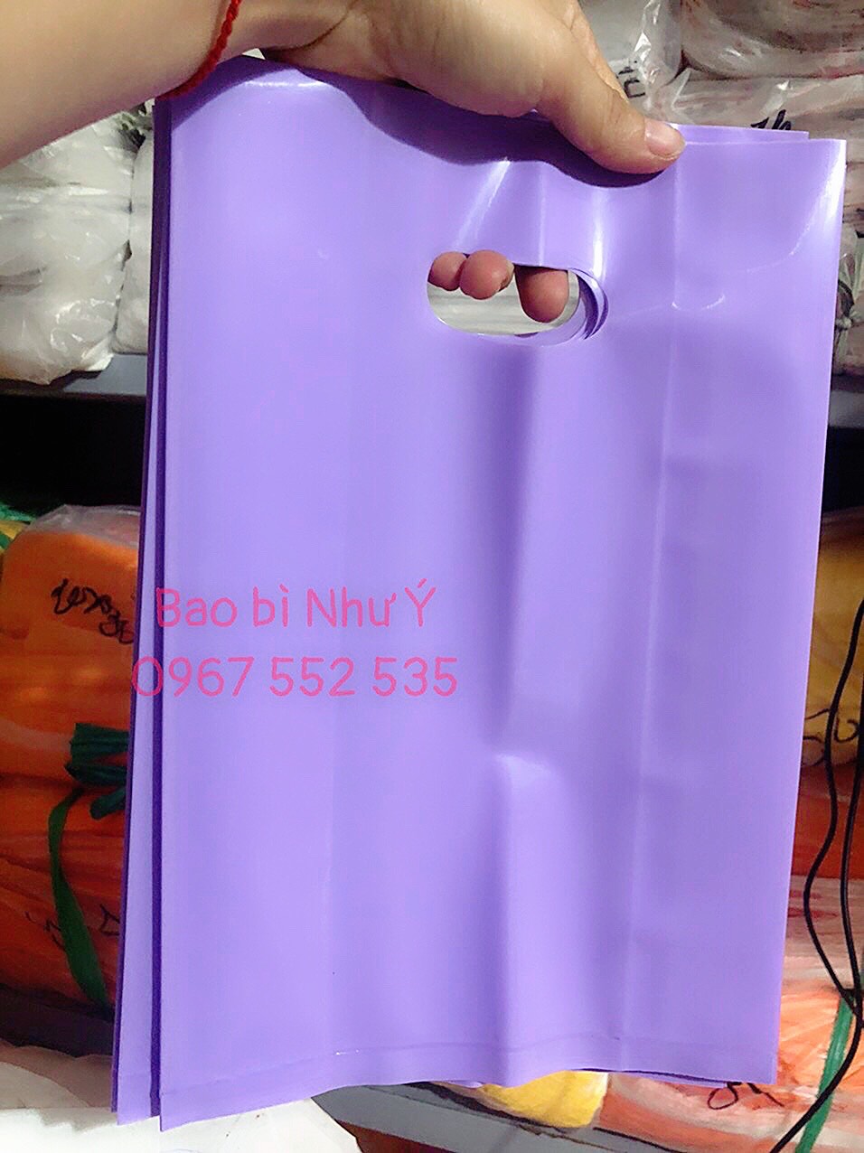 Túi nilon pe bóng dẽo dai màu tím paste