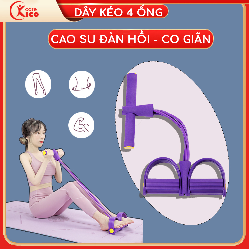 Dây kéo đàn hồi 4 ống cao su tập thể dục kicocare