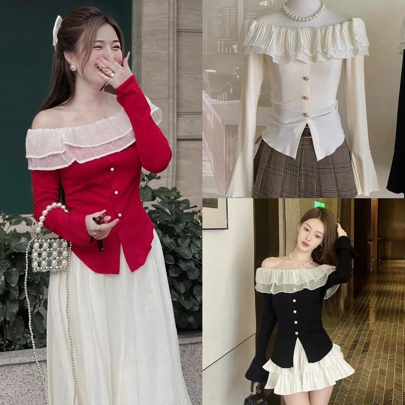 Áo Thun Kiểu Nữ Trễ Vai Bigsize 50-95kg Gân Tăm Phối Von Bèo Thời Trang Cho Nàng Béo Xinh Đi Chơi, Đi Du Lịch