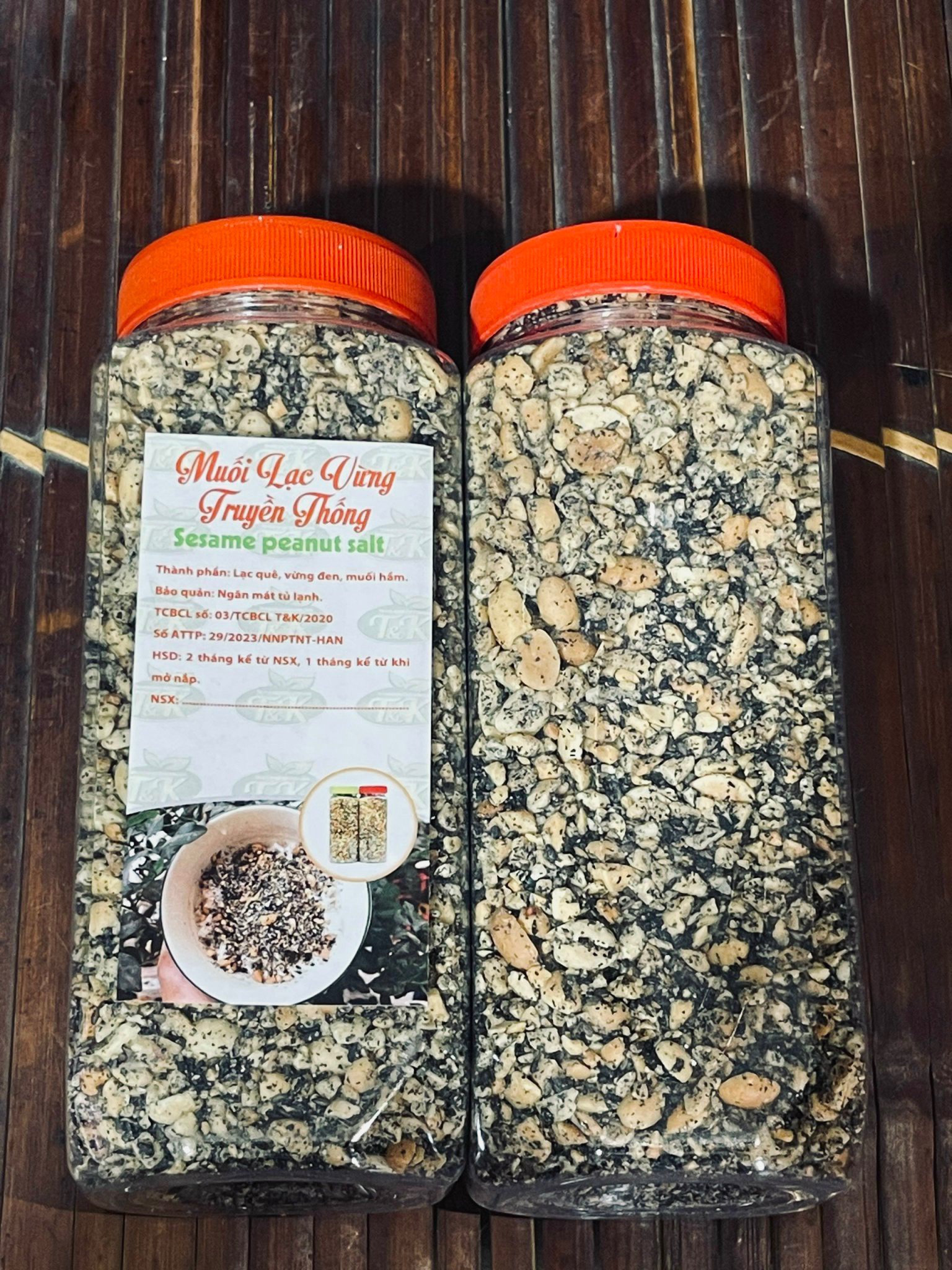 Muối vừng lạc chay - Muối mè đen - Vừng đen, lạc đỏ thuần chay thơm ngon hộp 500gr