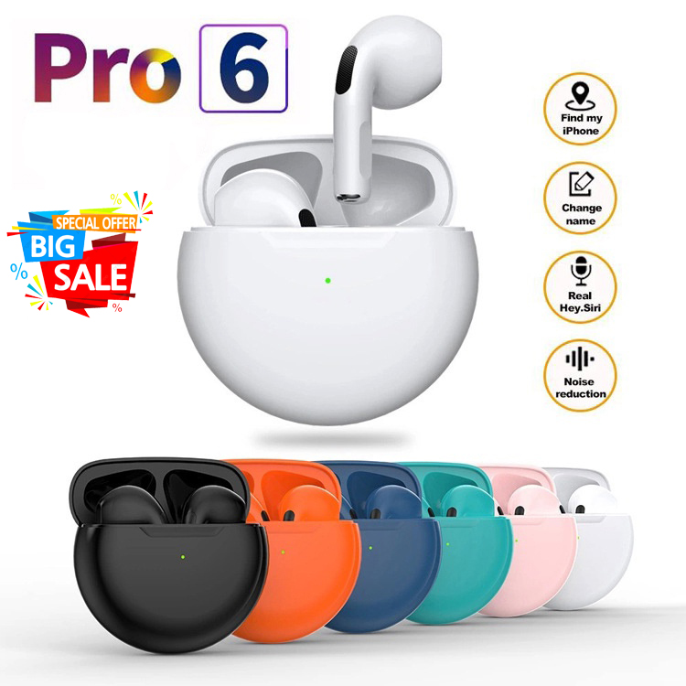 Tai nghe nhét tai không dây tws pro6, tai nghe bluetooth điều khiển cảm ứng kèm mic ,tai nghe âm thanh nổi tws chống nước, tai nghe thể thao.