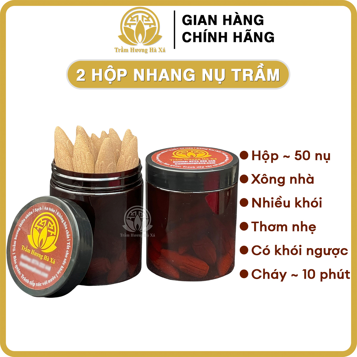 Bộ 2 hộp nhang nụ trầm hương xông nhà tẩy uế HÀ XÁ đồ thờ cúng phong thủy, xua đuổi vận xui, thu hút nguồn năng lượng tích cực, thanh lọc không khí, an toàn cho sức khỏe