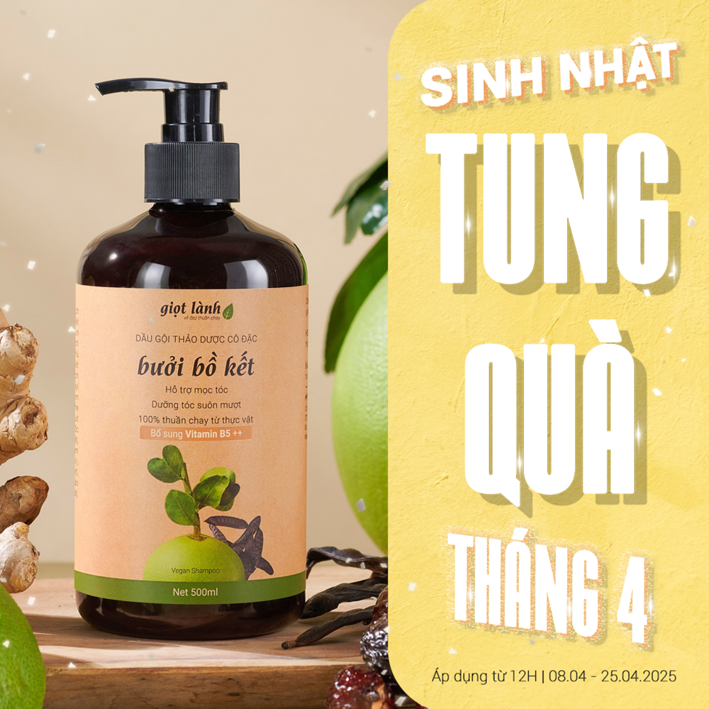 Dầu gội bồ kết - bưởi, dầu gội thảo dược kích mọc tóc Giọt Lành 500ml