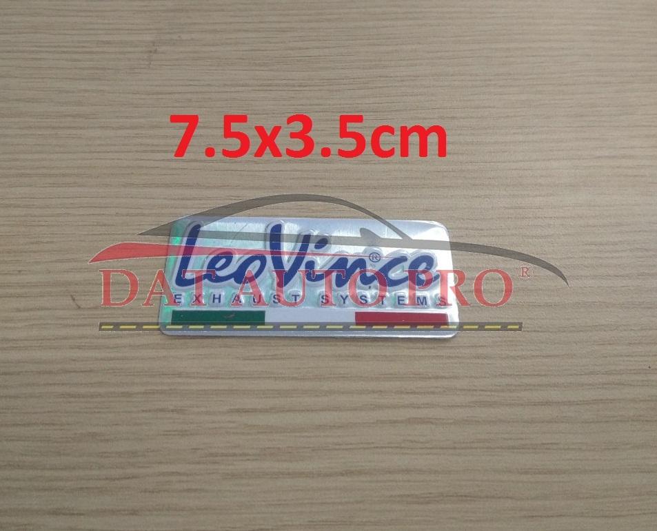 Tem nhôm dán Pô xe leovince chữ phông