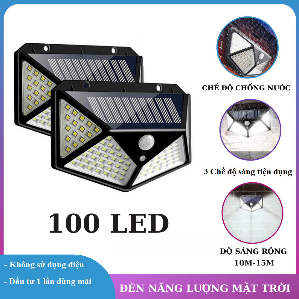 100 LED SIÊU SÁNG Đèn cảm biến hồng ngoại dùng năng lượng mặt trời Solar 100LED siêu sáng (Đen), Đèn năng lượng mặt trời CẢM BIẾN Chuyển Động,đèn led, đui đèn cảm biến hồng ngoại, đèn pin siêu sáng,
