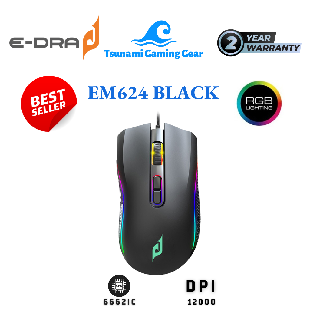 Chuột gaming E-Dra EM624 RGB/ 6662IC (PMW3327)/ DPI 12000 - Bảo hành 2 năm