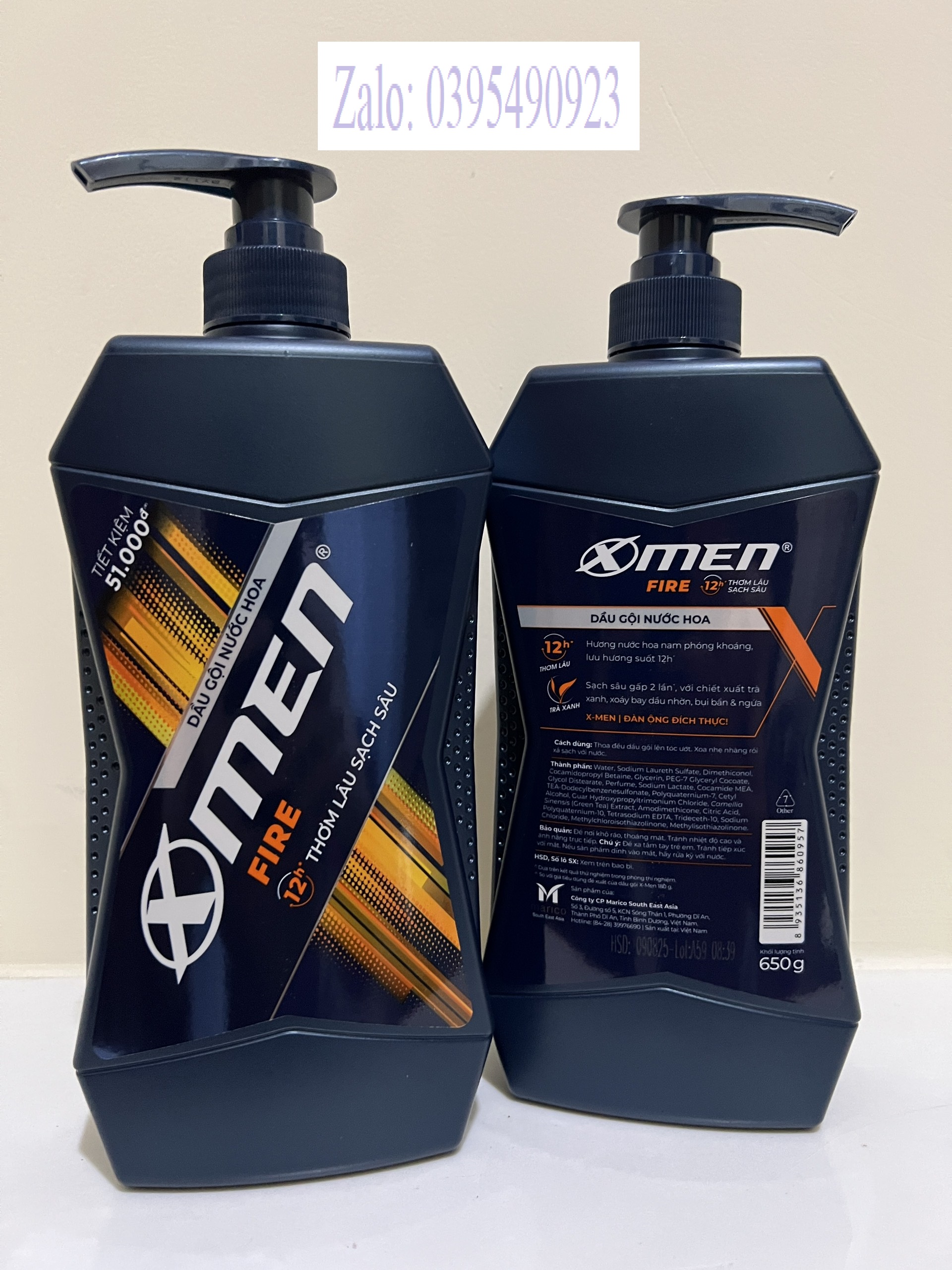 Dầu gội nước hoa X-Men Fire Active thơm mạnh mẽ 650g