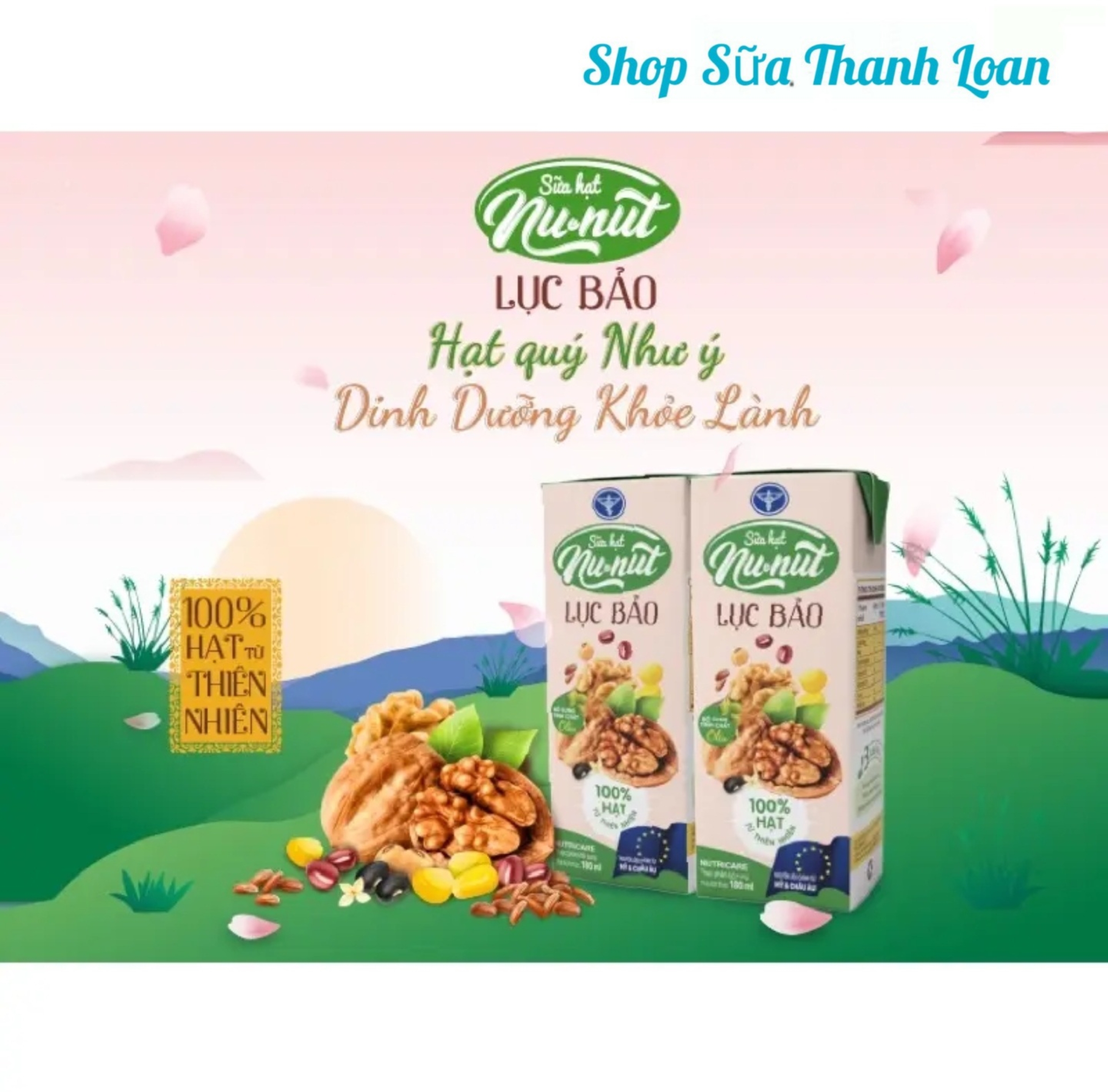Thùng 48 hộp sữa hạt nunut lục bảo 180ml.