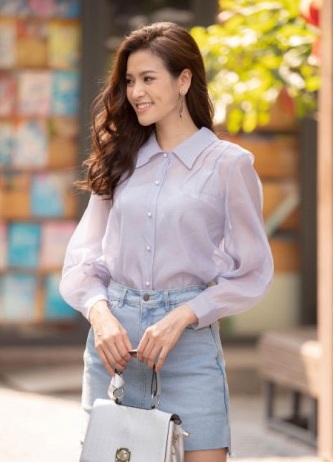 Áo sơ mi ghi đá Voan tơ cao cấp Elise sz XL (không kèm áo 2D)