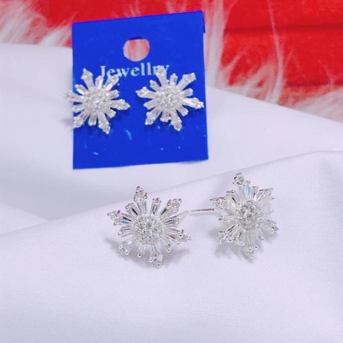 Bông tai nữ bạc thật mẫu hoa tuyết xinh xắn- JQN gian hàng chính hãng cam kết bạc chuẩn, chất lượng không lo đen xỉn