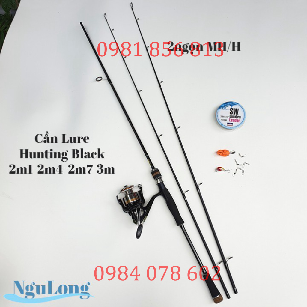 (sale) Bộ cần câu lure máy đứng hunting black cao cấp, máy câu expert full kim loại uy tín chất lượng