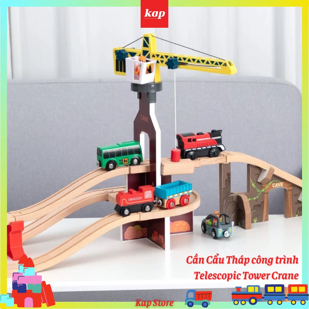 [HCM]Cần Cẩu Tháp Công trình phụ kiện mô hình đường ray xe lửa gỗ