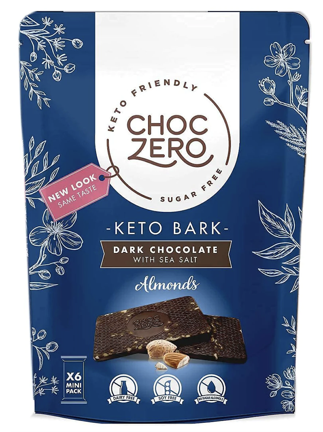 TÚI SOCOLA ĐEN BỌC HẠNH NHÂN ChocZero's Dark Chocolate Almond Keto Bark, Sugar Free, Low Carb, No Artificial Sweeteners, Non-GMO, Sea Salt