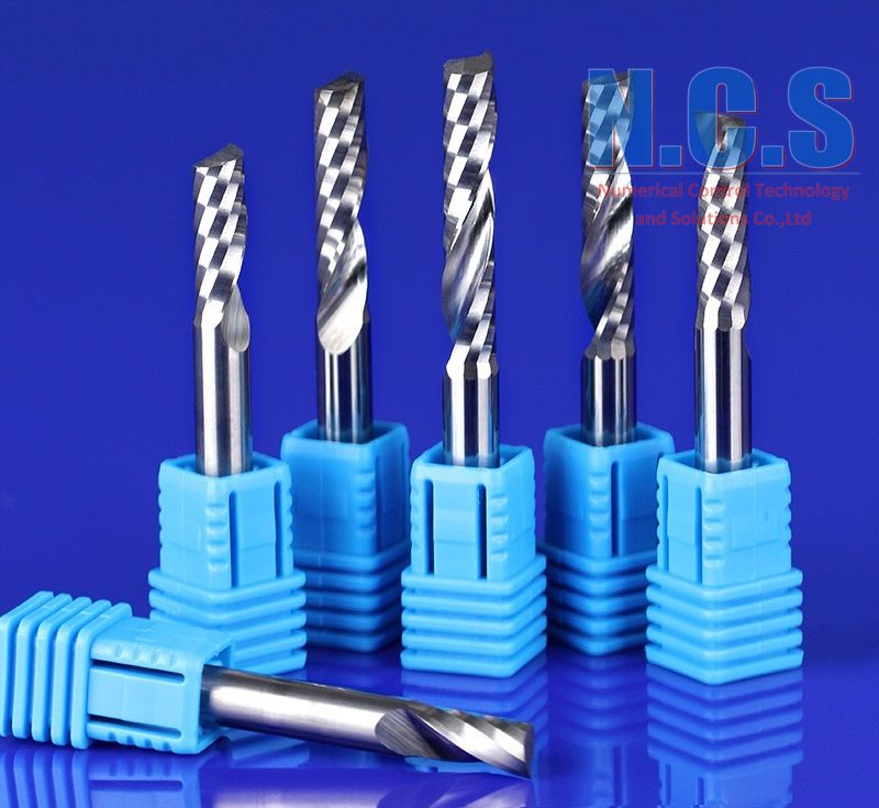 Huhao - Mũi dao cắt CNC gỗ, mica xoắn 1 lưỡi cán 6mm, loại tốt