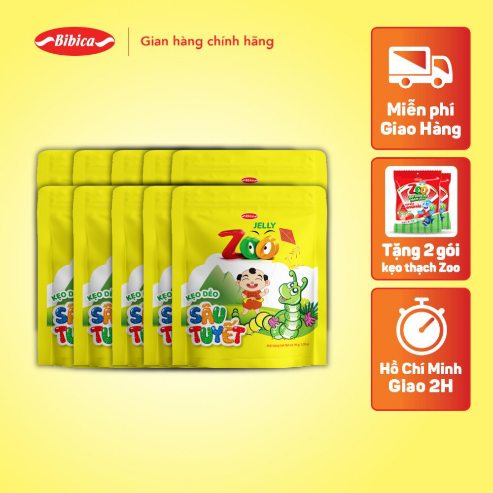 Combo 10 kẹo dẻo zoo sâu tuyết bibica 96g