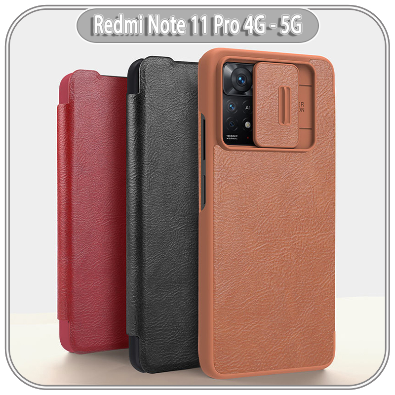 Bao da cho Xiaomi Redmi Note 11 Pro 4G 5G Nillkin Qin Pro trượt camera