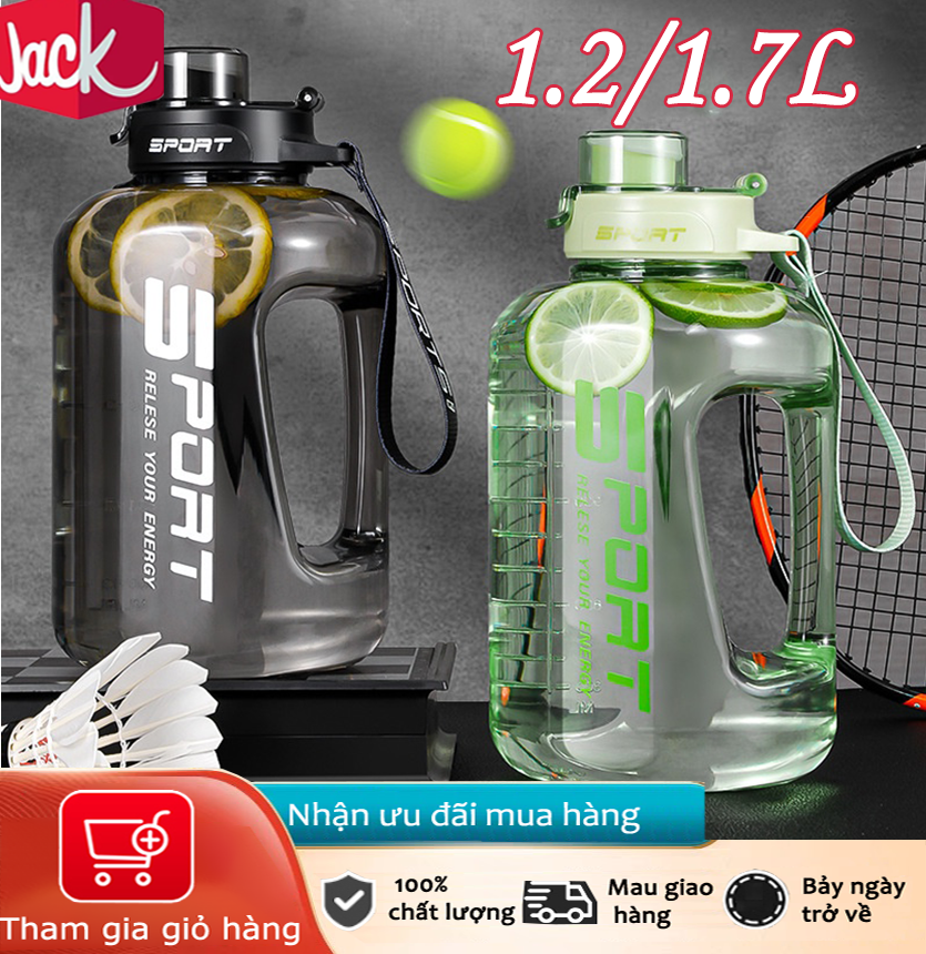 Bình Nước Thể Thao Dung Tích 1.2L / 1.7L Bằng Nhựa Có Ống Hút Tiện Dụng.