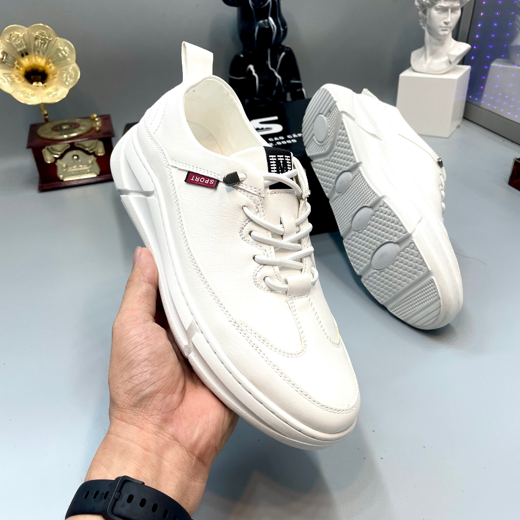 Giày thể thao sneaker nam cổ thấp đế cao 4cm chất liệu da nappa cao cấp GT09 - Puno Official Store