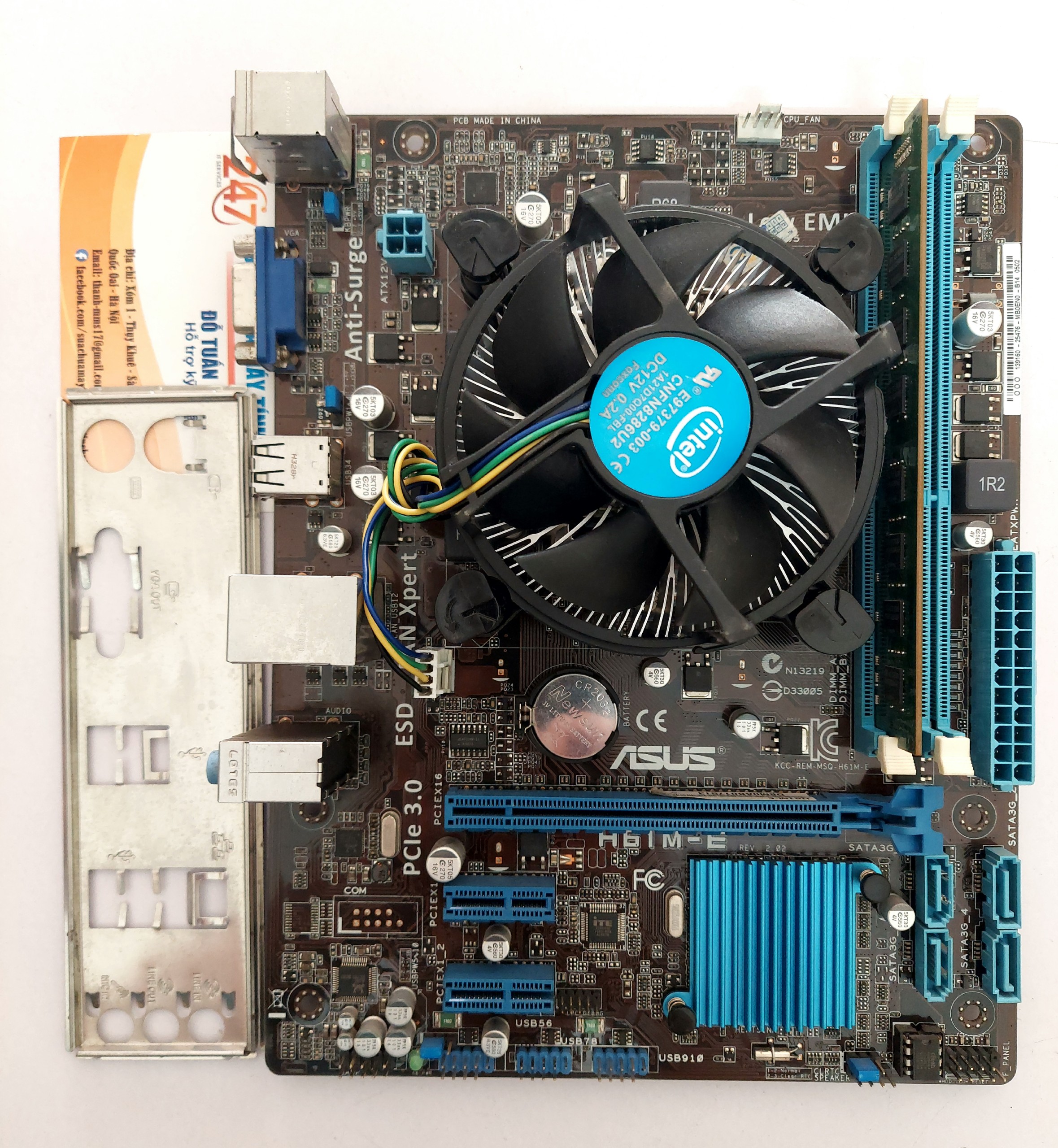 COMBO Main Asus H61 + chip i3 3220 + ram 8GB Tặng Fan CPU Zin