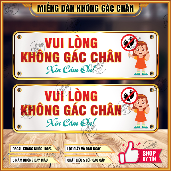 2 miếng decal cấm KHÔNG GÁC CHÂN dán trang trí ô tô xe khách