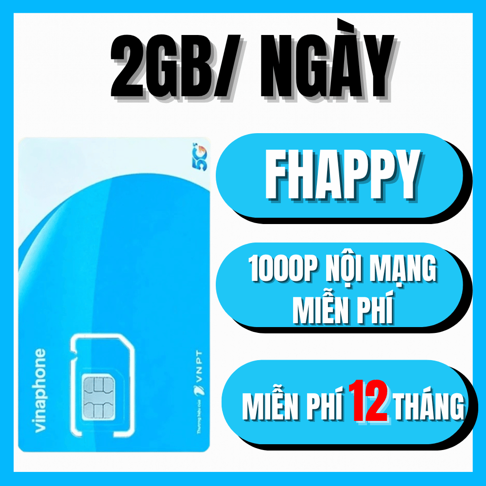    ĐĂNG KÍ CHÍNH CHỦ   Sim 4G Vinaphone Trọn gói 1 năm 12TD49 100GB tháng  Fhappy 60GB Tháng + 1000 phút nội mạng Không nạp tiền . FREESHIP - CHƯA KÍCH HOẠT. 