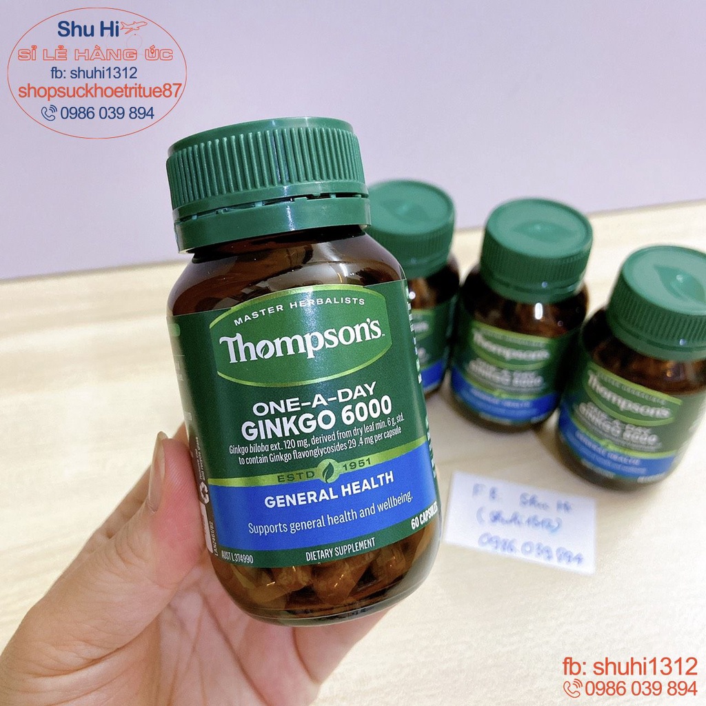 Viên uống bổ não, hoạt huyết dưỡng não thompson's one a day ginkgo 6000mg 60 viên của úc, ginkgo thompson