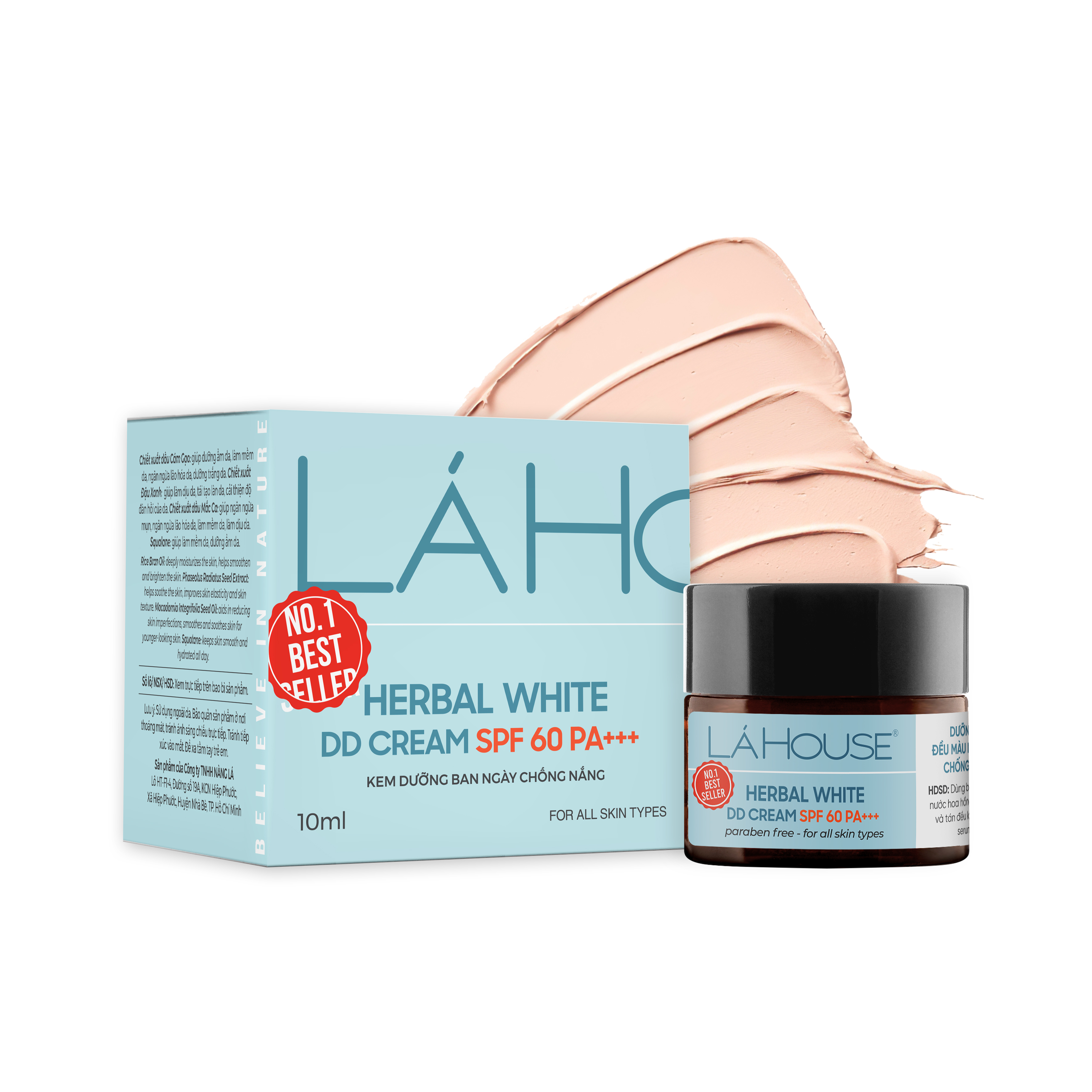 Kem dưỡng ngày trắng da, làm sáng da,làm mờ dấu hiệu lão hóa da Lá House Herbal White DD Cream SPF 60PA+++ 10ml