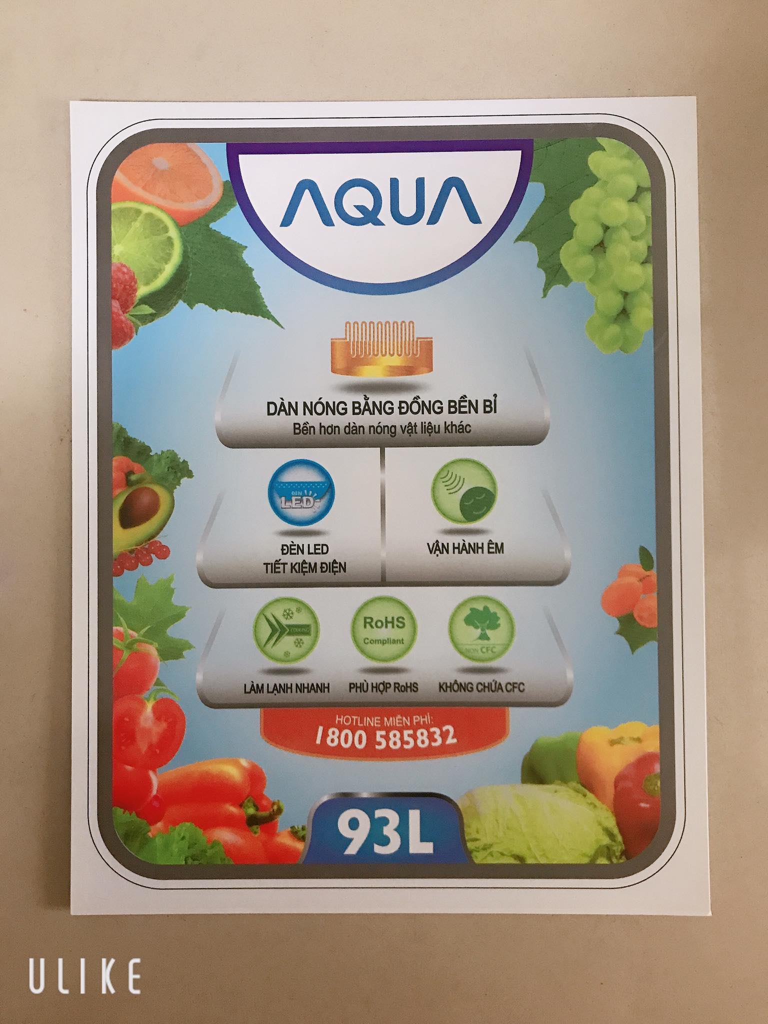 Miếng dán/tem dán tủ lạnh mini aqua