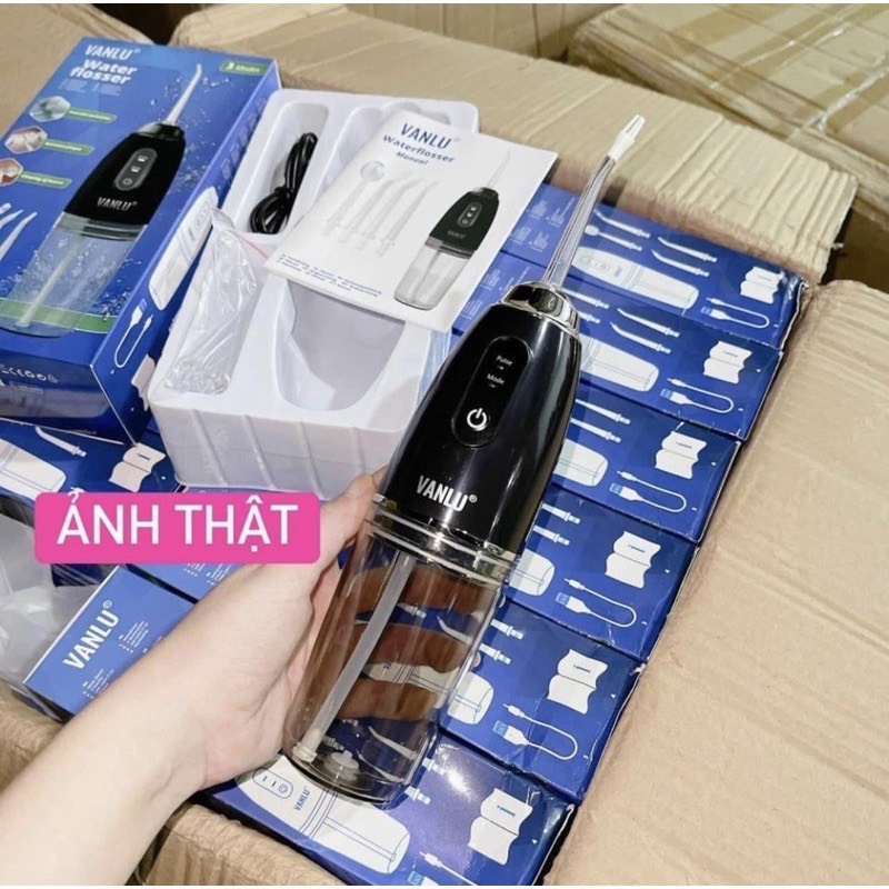 Máy tăm nước cầm tay vệ sinh răng miệng vanlu kèm 4 đầu xoay 360 độ