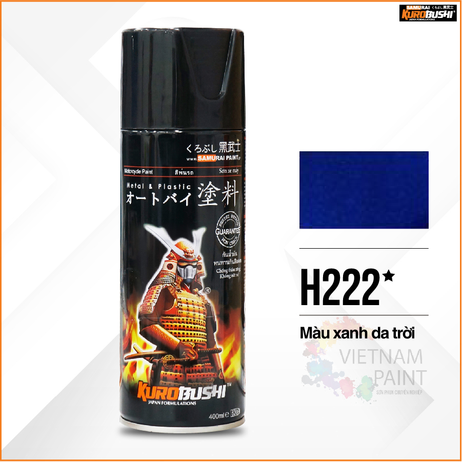 COMBO Sơn Samurai màu xanh da trời H222 gồm 4 chai đủ quy trình độ bền cao chuyên dùng cho xe máy