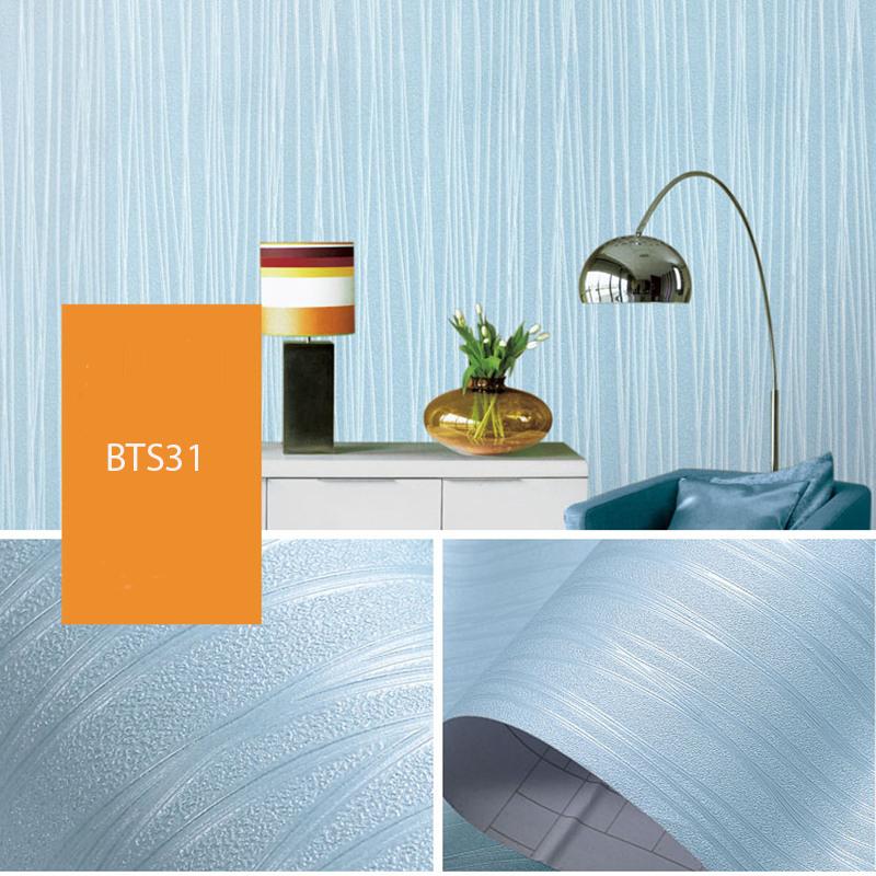 Cuộn 10m giấy dán tường màu xanh kẻ sọc keo sẵn khổ 45cm gdt_ bts31