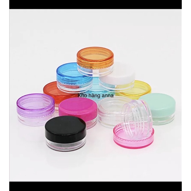  HỦ LỌ nhựa 5g trong suốt nắp Hồng   Xanh   trắng   đen - lọ nhỏ chiết Mỹ phẩm  chiết mẫu thử 