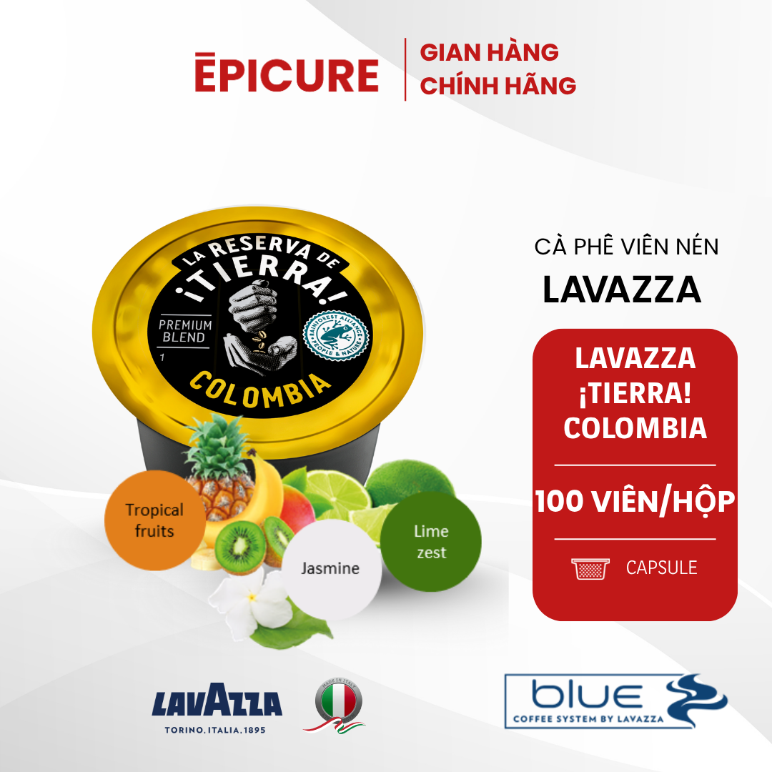 Cà phê viên nén LAVAZZA ¡TIERRA! Colombia, đóng hộp 100 viên/hộp