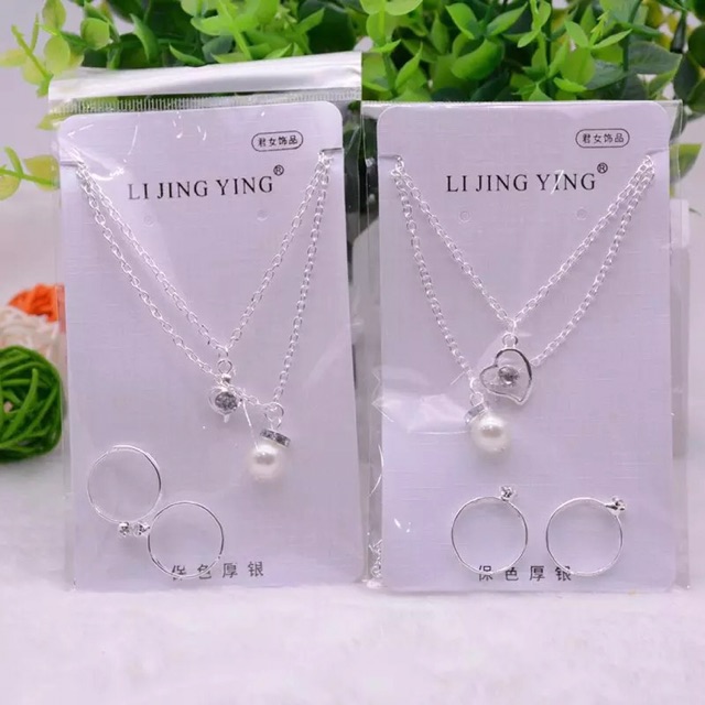 Sỉ 12 bộ vòng cổ đôi kèm nhẫn hợp kim
