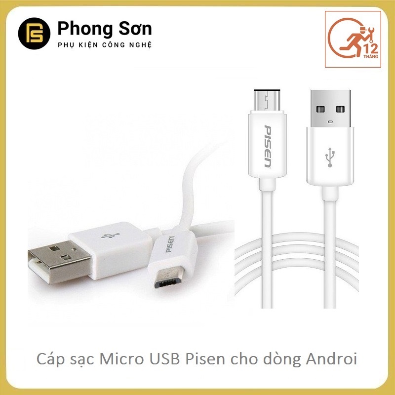 Cáp sạc Micro USB 80cm Pisen cho Android