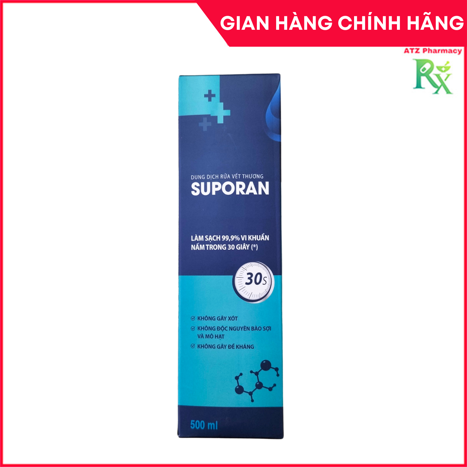 Suporan dung dịch rửa vết thương, bảo vệ phòng vi khuân xâm nhập (500ml) - ATZ Pharmacy