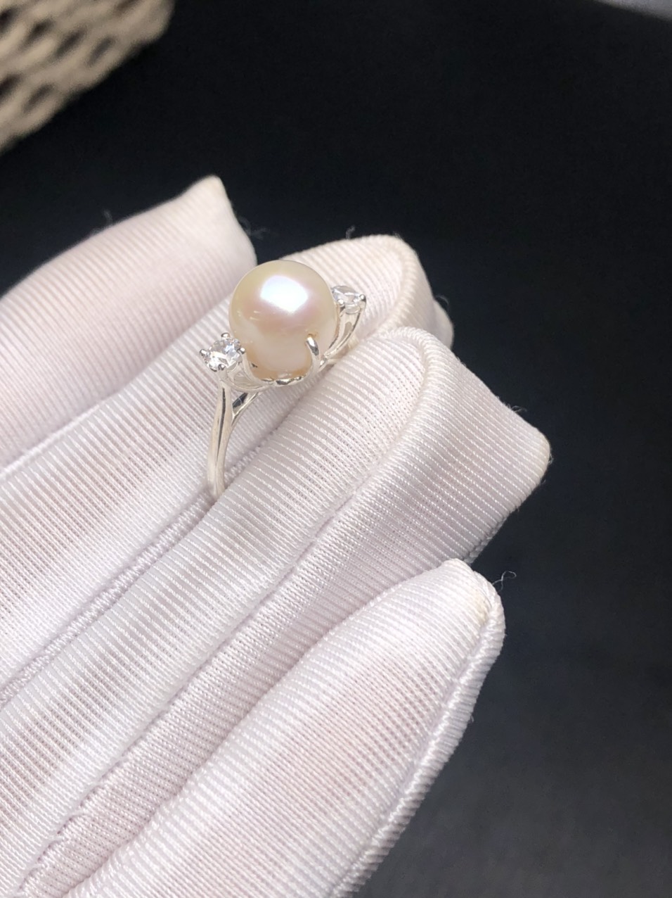 [FreeshipMAX] Nhẫn bạc ngọc trai tự nhiên - size 17