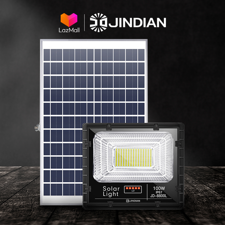 Đèn Năng Lượng Mặt Trời 100W JINDIAN JD8800L - Model 2020 | BẢO HÀNH 2 NĂM | Sản phẩm sử dụng 100% năng lượng mặt trời, có điều khiển từ xa tiện lợi và thông minh