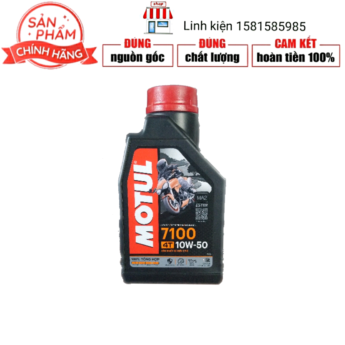 Nhớt MOTUL 7100 4T 10W-50 dầu nhớt xe máy 4 thì, dùng để đi đường phố, đường trường, đường phượt đều được.