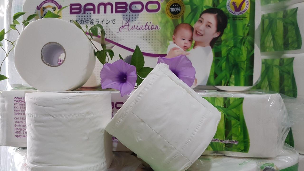 Giấy vệ sinh cao cấp 6 cuộn BAMBOO - giấy vệ sinh 3 lớp dày dai mịn